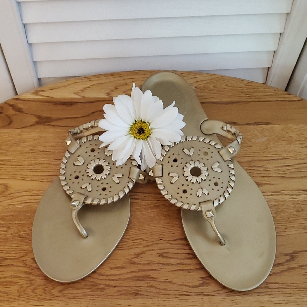 Jack Rogers Gold Jelly Sandals Flip Flops, Size 10